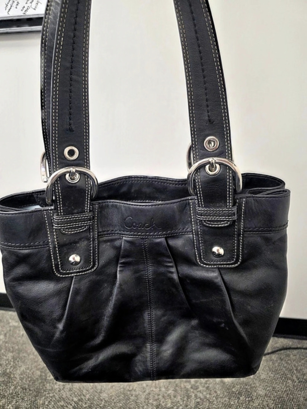 Coach Legacy Leather Small Tote Shoulder Bag F15045 in Black